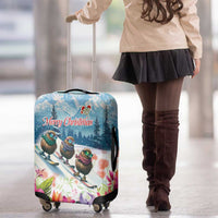 New Zealand Merry Christmas Luggage Cover Kiwi Birds Snow Boarding-Vibrant Tropical Flower - Polynesian Pride