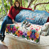 New Zealand Merry Christmas Quilt Kiwi Birds Snow Boarding-Vibrant Tropical Flower - Polynesian Pride