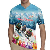 New Zealand Merry Christmas Rugby Jersey Kiwi Birds Snow Boarding-Vibrant Tropical Flower - Polynesian Pride