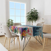 New Zealand Merry Christmas Tablecloth Kiwi Birds Snow Boarding-Vibrant Tropical Flower - Polynesian Pride