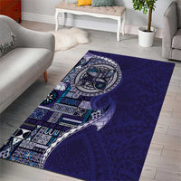 Samoan Siapo Art Tattoo Polynesian Pattern Area Rug Navy Color - Polynesian Pride