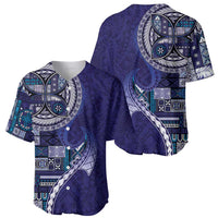 Samoan Siapo Art Tattoo Polynesian Pattern Baseball Jersey Navy Color - undefined