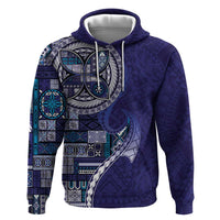 Samoan Siapo Art Tattoo Polynesian Pattern Hoodie Navy Color - Polynesian Pride