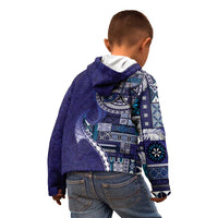 Samoan Siapo Art Tattoo Polynesian Pattern Kid Hoodie Navy Color - Polynesian Pride