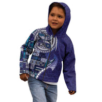 Samoan Siapo Art Tattoo Polynesian Pattern Kid Hoodie Navy Color - Polynesian Pride