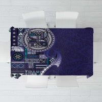Samoan Siapo Art Tattoo Polynesian Pattern Tablecloth Navy Color - Polynesian Pride