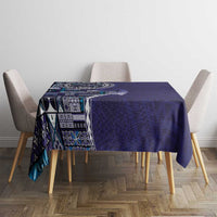 Samoan Siapo Art Tattoo Polynesian Pattern Tablecloth Navy Color - Polynesian Pride