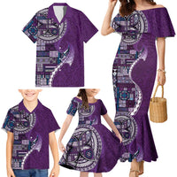 Samoan Siapo Art Tattoo Polynesian Pattern Family Matching Mermaid Dress and Hawaiian Shirt Purple Color - Polynesian Pride