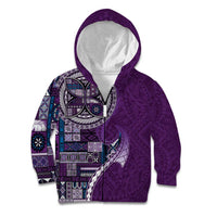 Samoan Siapo Art Tattoo Polynesian Pattern Kid Hoodie Purple Color - Polynesian Pride
