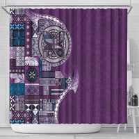Samoan Siapo Art Tattoo Polynesian Pattern Shower Curtain Purple Color - Polynesian Pride