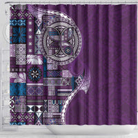 Samoan Siapo Art Tattoo Polynesian Pattern Shower Curtain Purple Color - Polynesian Pride