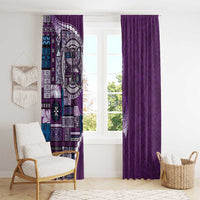 Samoan Siapo Art Tattoo Polynesian Pattern Window Curtain Purple Color - Polynesian Pride