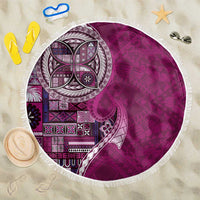 Samoan Siapo Art Tattoo Polynesian Pattern Beach Blanket Pink Color - Polynesian Pride