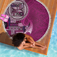 Samoan Siapo Art Tattoo Polynesian Pattern Beach Blanket Pink Color - Polynesian Pride