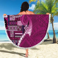 Samoan Siapo Art Tattoo Polynesian Pattern Beach Blanket Pink Color - Polynesian Pride
