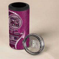 Samoan Siapo Art Tattoo Polynesian Pattern 4 in 1 Can Cooler Tumbler Pink Color - Polynesian Pride