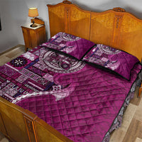 Samoan Siapo Art Tattoo Polynesian Pattern Quilt Bed Set Pink Color - Polynesian Pride