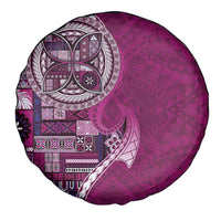 Samoan Siapo Art Tattoo Polynesian Pattern Spare Tire Cover Pink Color - Polynesian Pride