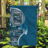 Samoan Siapo Art Tattoo Polynesian Pattern Garden Flag Teal Color - Polynesian Pride
