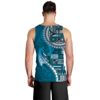 Samoan Siapo Art Tattoo Polynesian Pattern Men Tank Top Teal Color - Polynesian Pride
