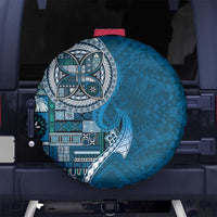Samoan Siapo Art Tattoo Polynesian Pattern Spare Tire Cover Teal Color - Polynesian Pride