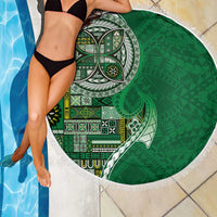 Samoan Siapo Art Tattoo Polynesian Pattern Beach Blanket Green Color - Polynesian Pride