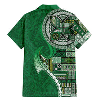 Samoan Siapo Art Tattoo Polynesian Pattern Family Matching Mermaid Dress and Hawaiian Shirt Green Color - Polynesian Pride