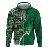 Samoan Siapo Art Tattoo Polynesian Pattern Hoodie Green Color - Polynesian Pride