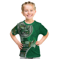 Samoan Siapo Art Tattoo Polynesian Pattern Kid T Shirt Green Color - Polynesian Pride