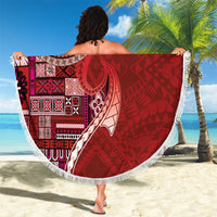 Samoan Siapo Art Tattoo Polynesian Pattern Beach Blanket Red Color - Polynesian Pride