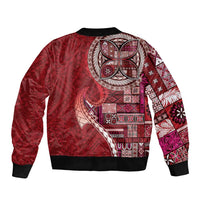Samoan Siapo Art Tattoo Polynesian Pattern Bomber Jacket Red Color - Polynesian Pride
