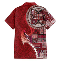 Samoan Siapo Art Tattoo Polynesian Pattern Family Matching Tank Maxi Dress and Hawaiian Shirt Red Color - Polynesian Pride