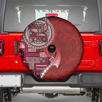 Samoan Siapo Art Tattoo Polynesian Pattern Spare Tire Cover Red Color - Polynesian Pride