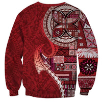 Samoan Siapo Art Tattoo Polynesian Pattern Sweatshirt Red Color - Polynesian Pride
