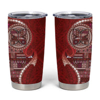 Samoan Siapo Art Tattoo Polynesian Pattern Tumbler Cup Red Color - Polynesian Pride