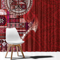 Samoan Siapo Art Tattoo Polynesian Pattern Window Curtain Red Color - Polynesian Pride