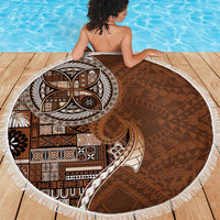 Samoan Siapo Art Tattoo Polynesian Pattern Beach Blanket Brown Color - Polynesian Pride