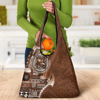 Samoan Siapo Art Tattoo Polynesian Pattern Grocery Bag Brown Color - Polynesian Pride