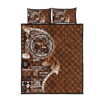 Samoan Siapo Art Tattoo Polynesian Pattern Quilt Bed Set Brown Color - Polynesian Pride
