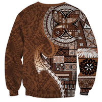 Samoan Siapo Art Tattoo Polynesian Pattern Sweatshirt Brown Color - Polynesian Pride
