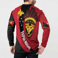 Papua New Guinea Mask Festival Button Sweatshirt Papua Niugini Tribe Mask Melanesian Pattern