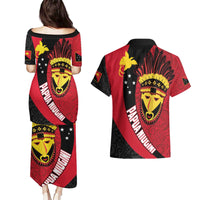 Papua New Guinea Mask Festival Couples Matching Puletasi and Hawaiian Shirt Papua Niugini Tribe Mask Melanesian Pattern