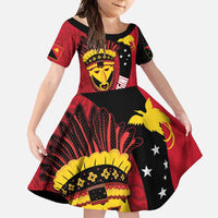 Papua New Guinea Mask Festival Family Matching Mermaid Dress and Hawaiian Shirt Papua Niugini Tribe Mask Melanesian Pattern LT03 Daughter's Dress Red - Polynesian Pride