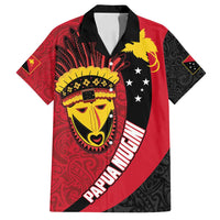Papua New Guinea Mask Festival Family Matching Summer Maxi Dress and Hawaiian Shirt Papua Niugini Tribe Mask Melanesian Pattern LT03 Dad's Shirt - Short Sleeve Red - Polynesian Pride