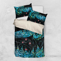 New Zealand Kea Bird Bedding Set Maori Tattoo and Silver Fern Paua Shell Style