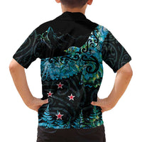 New Zealand Kea Bird Family Matching Summer Maxi Dress and Hawaiian Shirt Maori Tattoo and Silver Fern Paua Shell Style LT03 - Polynesian Pride