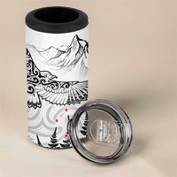 New Zealand Kea Bird 4 in 1 Can Cooler Tumbler Maori Tattoo and Silver Fern White Color