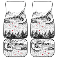 New Zealand Kea Bird Car Mats Maori Tattoo and Silver Fern White Color