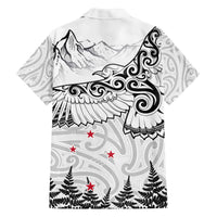 New Zealand Kea Bird Family Matching Puletasi and Hawaiian Shirt Maori Tattoo and Silver Fern White Color LT03 - Polynesian Pride