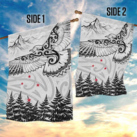 New Zealand Kea Bird Garden Flag Maori Tattoo and Silver Fern White Color